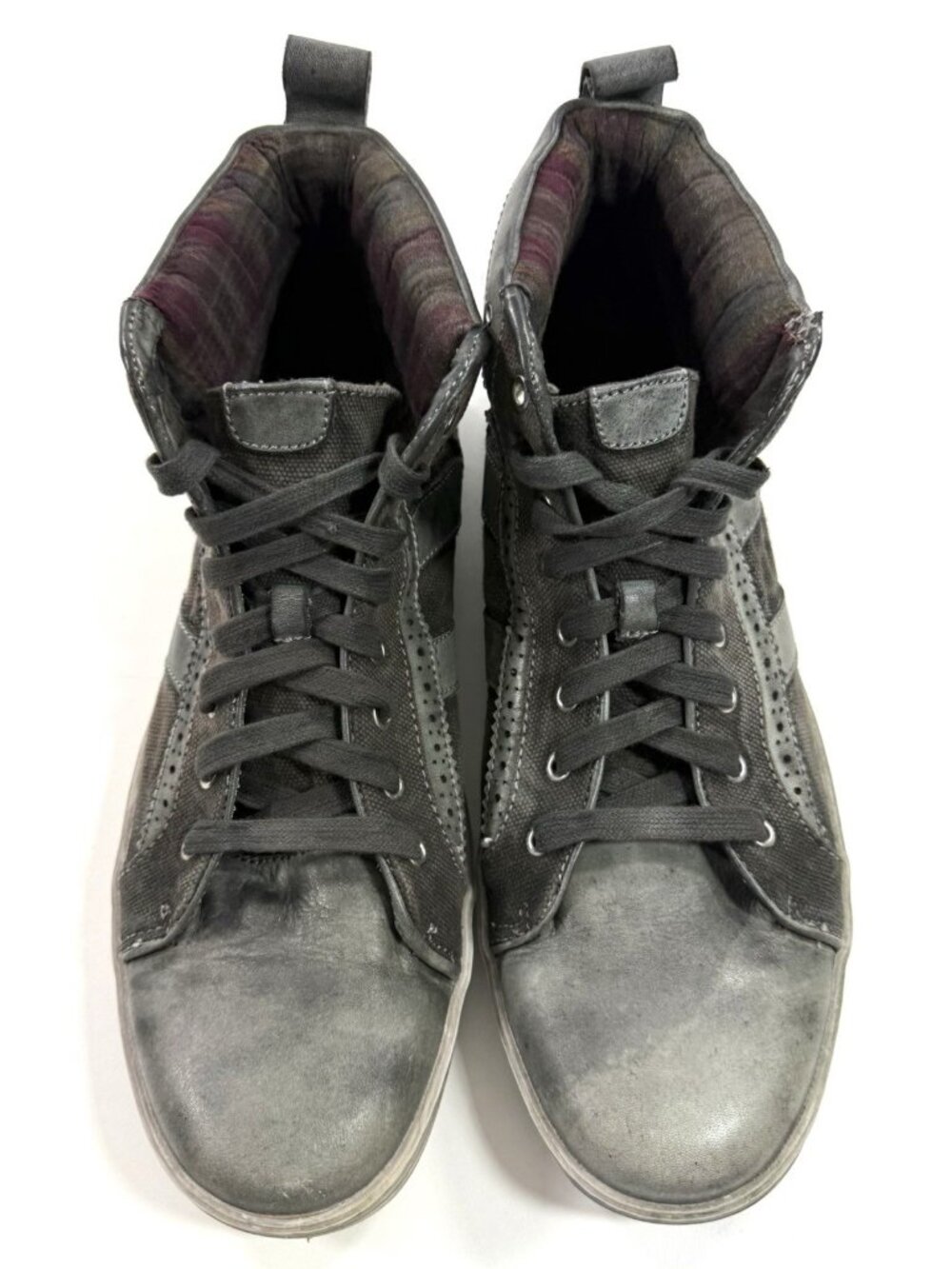 Bed Stu Mens Brentwood High Top Sneakers Size 13 Distressed Leather Canvas Shoes - Picture 3 of 12